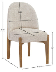 Torino Fabric Upholstered Dining Chair in Beige, Set of 2 - 88002Beige-C