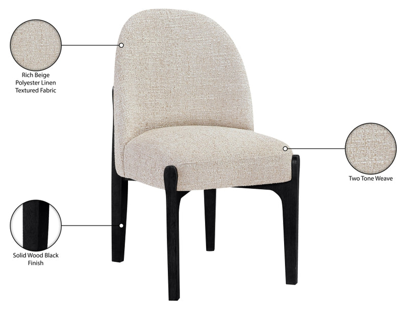 Torino Fabric Upholstered Dining Chair in Beige, Set of 2 - 88003Beige-C