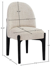 Torino Fabric Upholstered Dining Chair in Beige, Set of 2 - 88003Beige-C