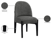 Torino Fabric Upholstered Dining Chair in Black, Set of 2 - 88003Black-C