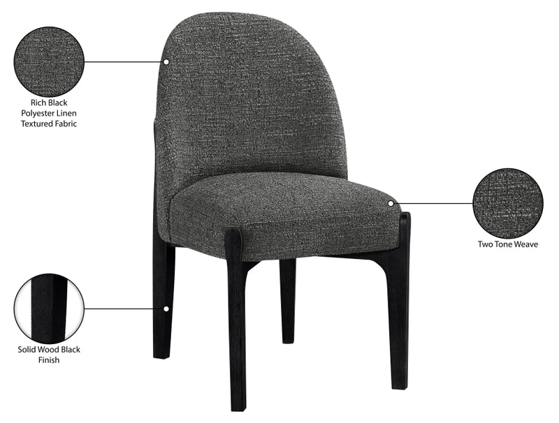 Torino Fabric Upholstered Dining Chair in Black, Set of 2 - 88003Black-C