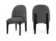 Torino Fabric Upholstered Dining Chair in Black, Set of 2 - 88003Black-C