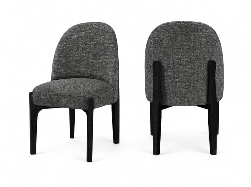 Torino Fabric Upholstered Dining Chair in Black, Set of 2 - 88003Black-C