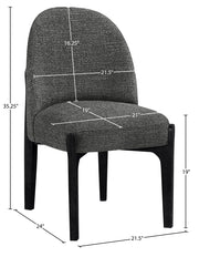 Torino Fabric Upholstered Dining Chair in Black, Set of 2 - 88003Black-C