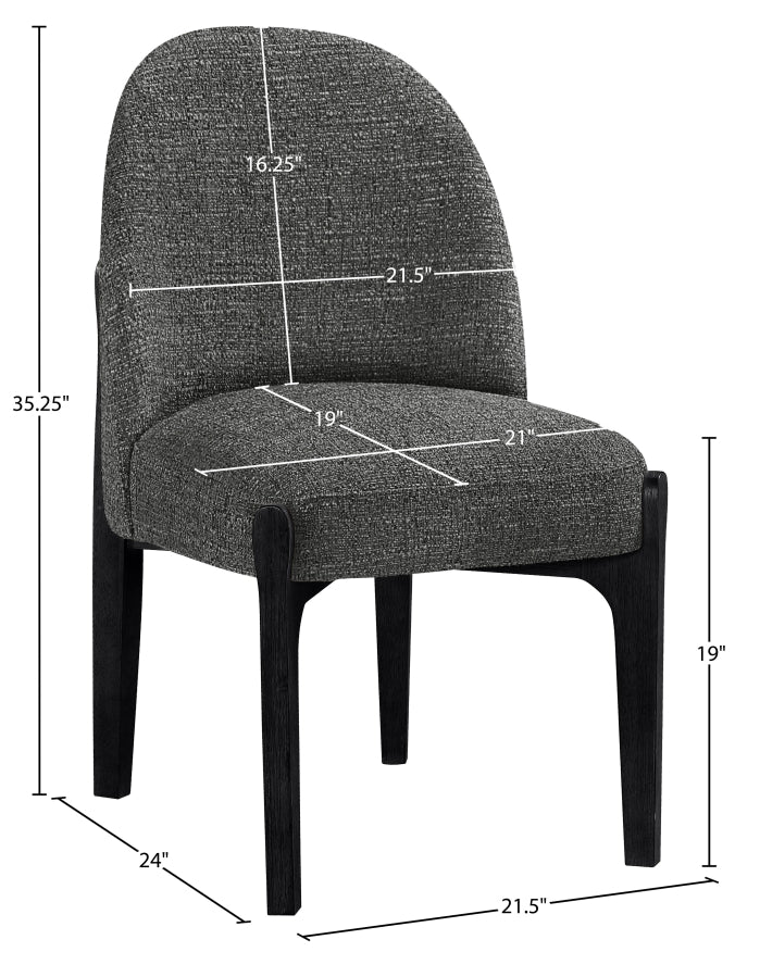 Torino Fabric Upholstered Dining Chair in Black, Set of 2 - 88003Black-C