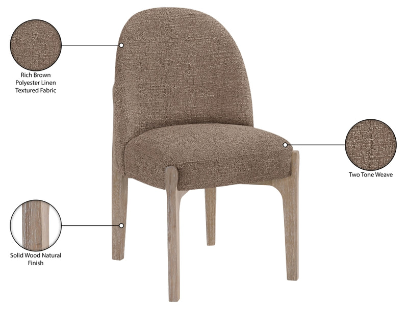 Torino Fabric Upholstered Dining Chair in Brown, Set of 2 - 88001Brown-C