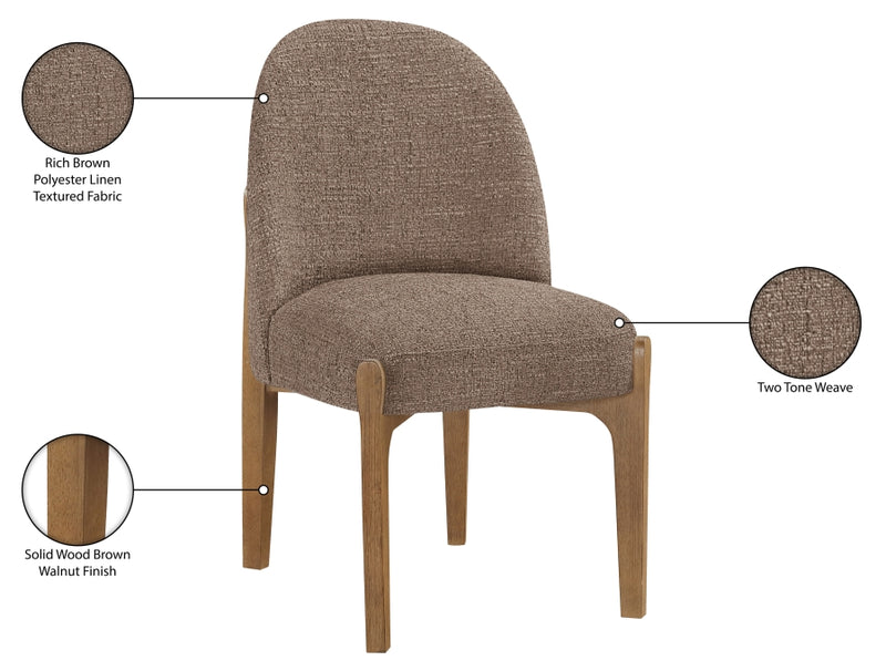 Torino Fabric Upholstered Dining Chair in Brown, Set of 2 - 88002Brown-C
