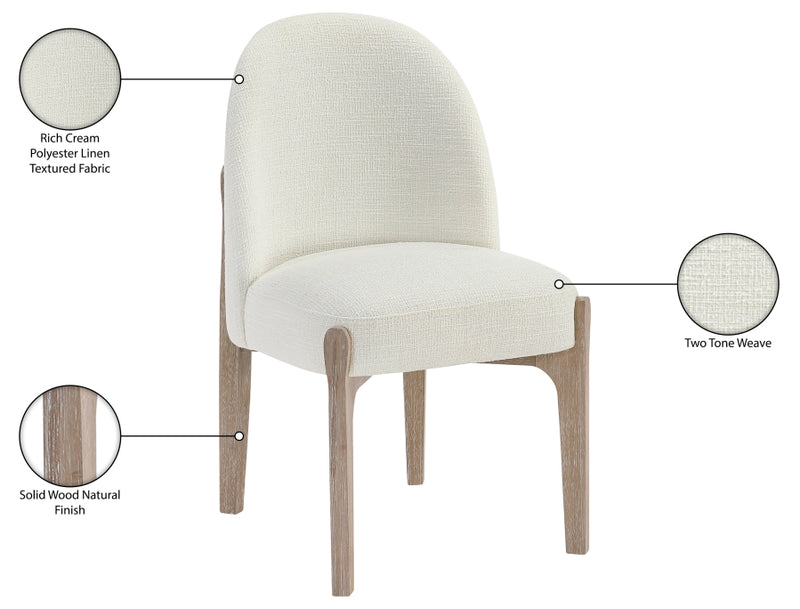 Torino Fabric Upholstered Dining Chair in Cream, Set of 2 - 88001Cream-C