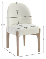 Torino Fabric Upholstered Dining Chair in Cream, Set of 2 - 88001Cream-C