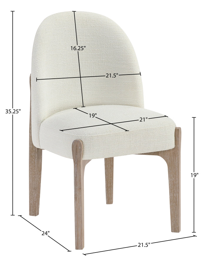 Torino Fabric Upholstered Dining Chair in Cream, Set of 2 - 88001Cream-C