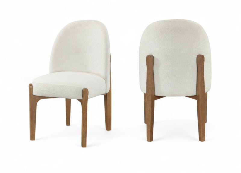 Torino Fabric Upholstered Dining Chair in Cream, Set of 2 - 88002Cream-C