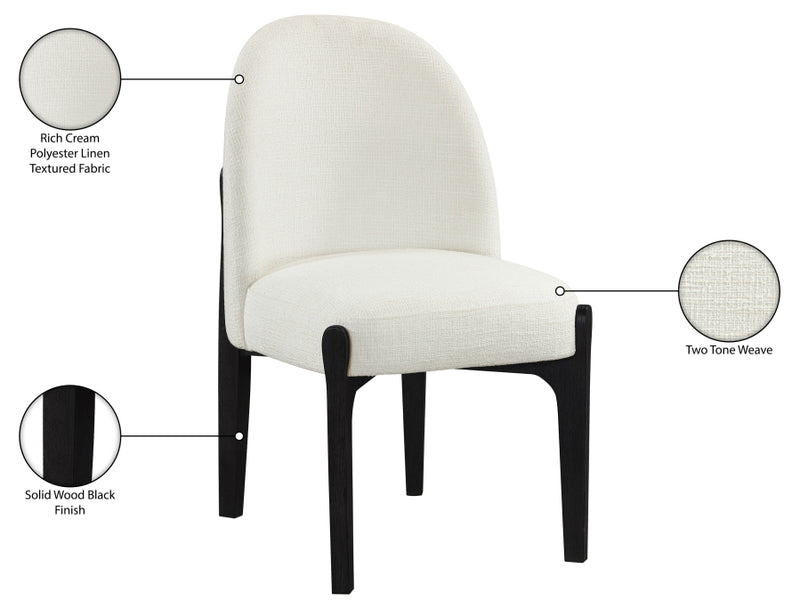 Torino Fabric Upholstered Dining Chair in Cream, Set of 2 - 88003Cream-C