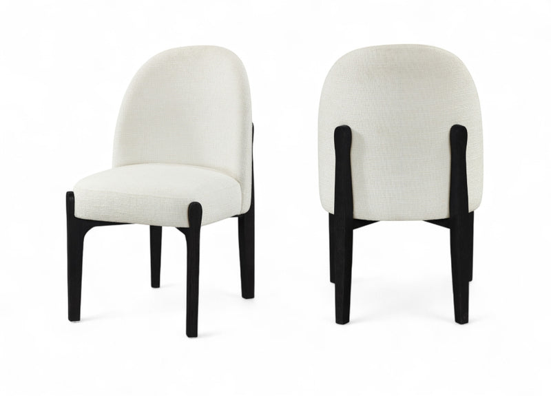 Torino Fabric Upholstered Dining Chair in Cream, Set of 2 - 88003Cream-C