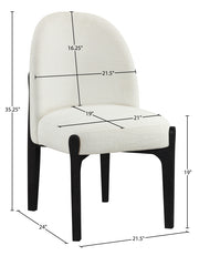 Torino Fabric Upholstered Dining Chair in Cream, Set of 2 - 88003Cream-C