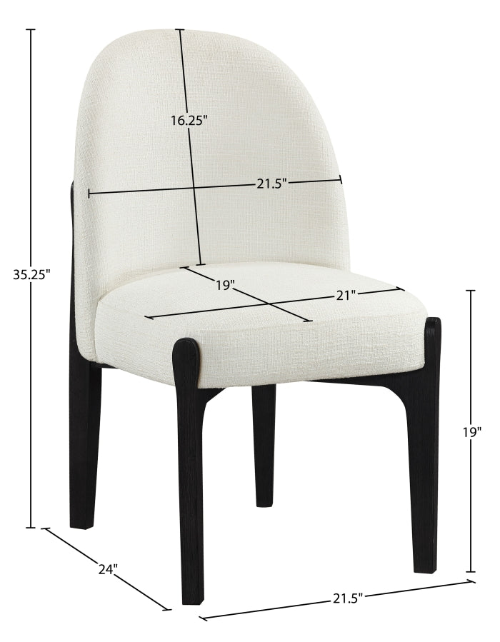 Torino Fabric Upholstered Dining Chair in Cream, Set of 2 - 88003Cream-C