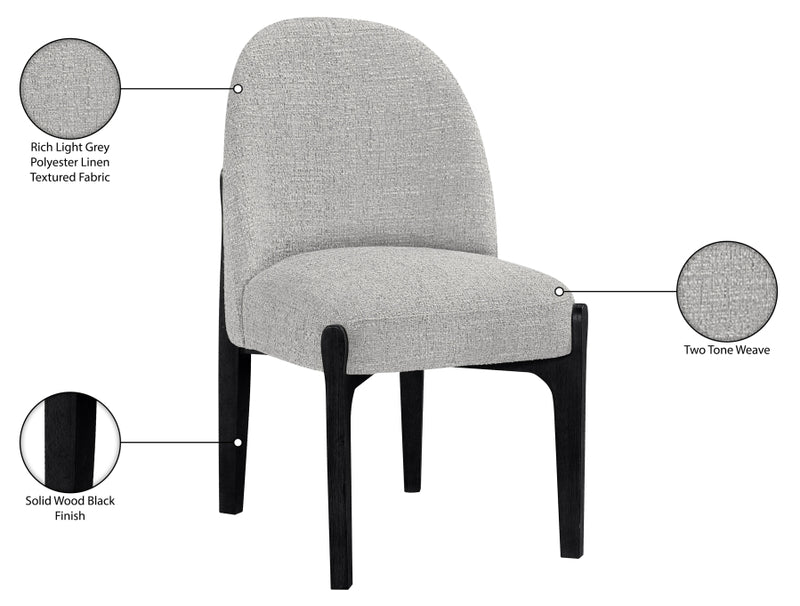 Torino Fabric Upholstered Dining Chair in Grey, Set of 2 - 88003Grey-C