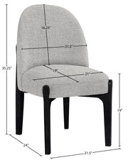 Torino Fabric Upholstered Dining Chair in Grey, Set of 2 - 88003Grey-C