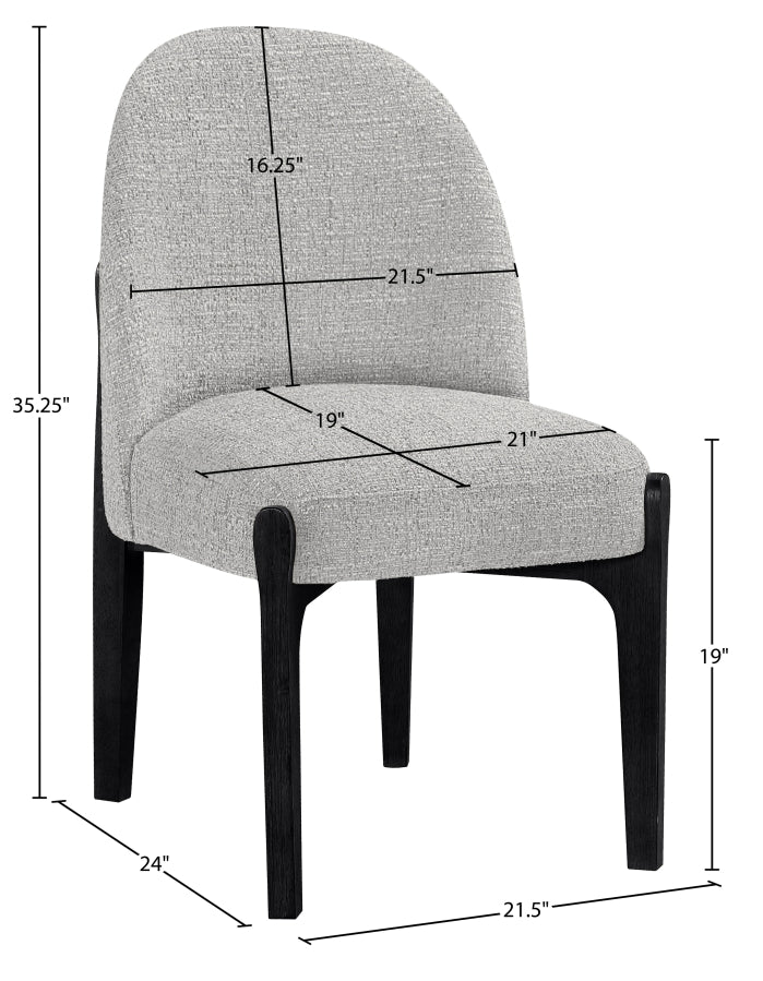 Torino Fabric Upholstered Dining Chair in Grey, Set of 2 - 88003Grey-C
