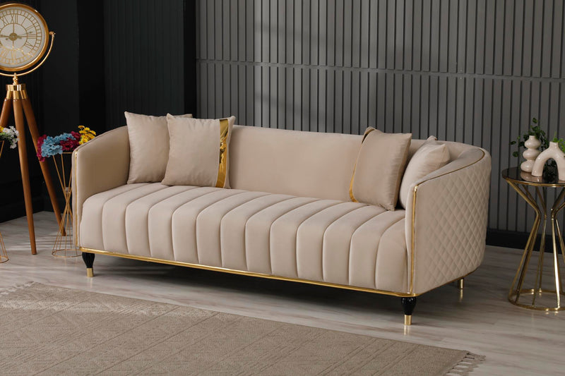 Toronto 3-pieces (Sofa & Loveseat & Chair) Livingroom Set Cream in Cream - 101-TOR-S0231-321
