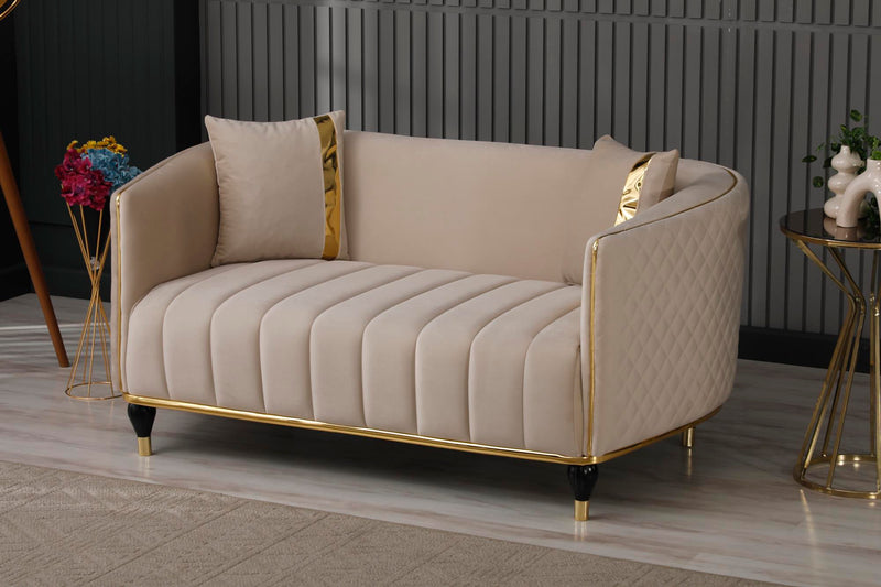 Toronto Stationary Loveseat Cream in Cream - 101-TOR-S0231-2