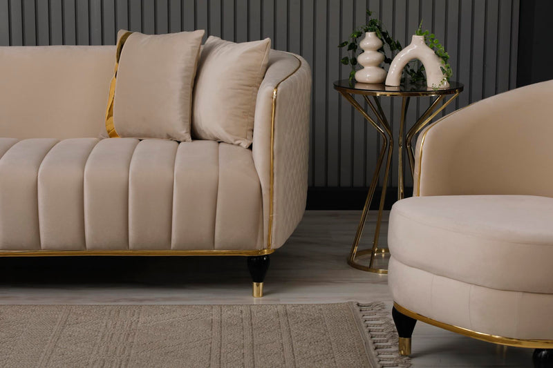 Toronto Stationary Loveseat Cream in Cream - 101-TOR-S0231-2