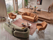 Toscana 4-pieces (4 Seater Sofa &  3 Seater Sofa & 2 Chair) Livingroom Set Orange - Green in Orange-Green - 101-TOS-P907-4311