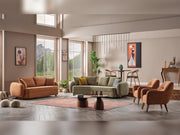 Toscana 4-pieces (4 Seater Sofa &  3 Seater Sofa & 2 Chair) Livingroom Set Orange - Green in Orange-Green - 101-TOS-P907-4311