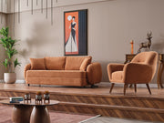 Toscana 4-pieces (4 Seater Sofa &  3 Seater Sofa & 2 Chair) Livingroom Set Orange - Green in Orange-Green - 101-TOS-P907-4311