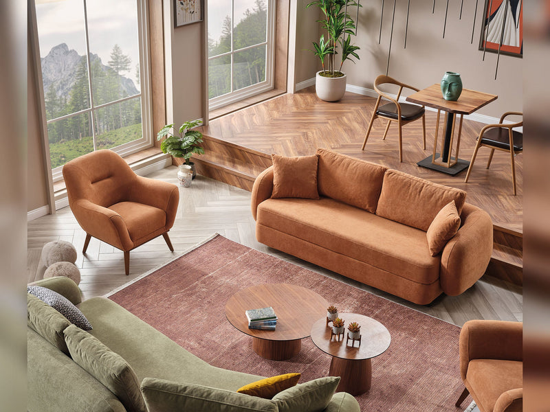 Toscana Stationary 3 Seater Sofa Orange in Orange - 101-TOS-P907-3