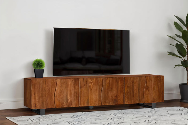 Trask 86-inch Wood TV Stand Media Console Mango Brown - 701790