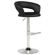 Travia Adjustable Leatherette Swivel Bar Stool Black and Chrome - 182718BLK