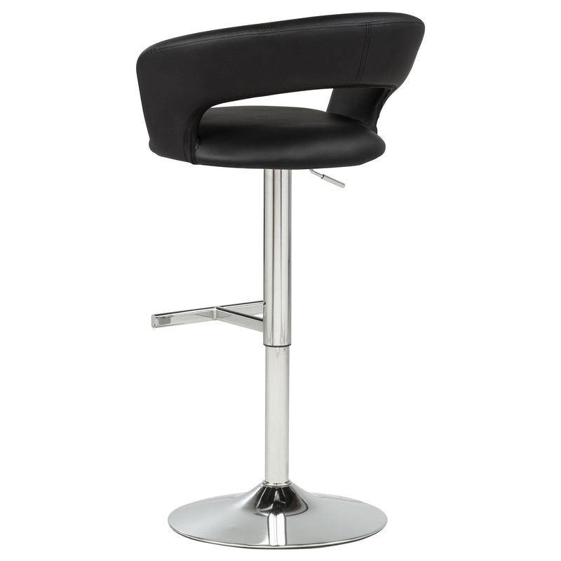 Travia Adjustable Leatherette Swivel Bar Stool Black and Chrome - 182718BLK