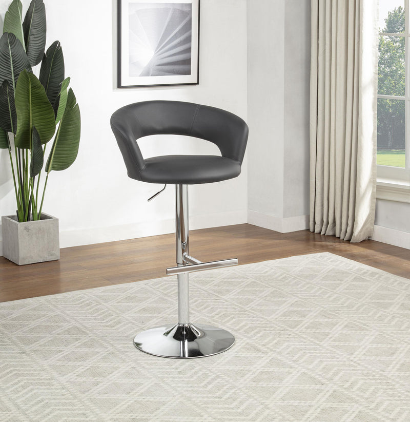 Travia Adjustable Leatherette Swivel Bar Stool Grey and Chrome - 182718GRY
