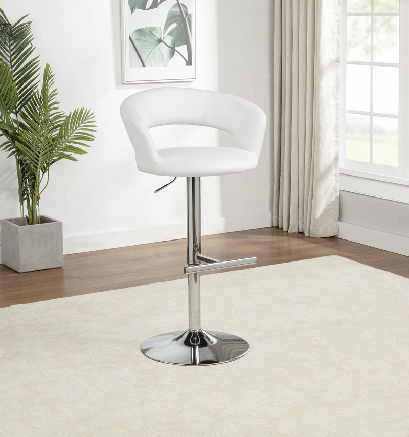 Travia Adjustable Leatherette Swivel Bar Stool White and Chrome - 182718WHT