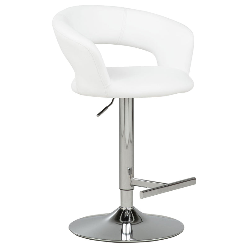 Travia Adjustable Leatherette Swivel Bar Stool White and Chrome - 182718WHT