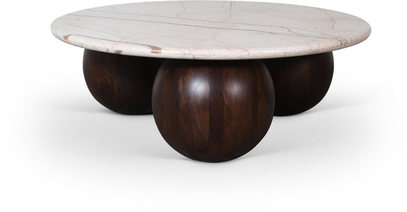 Treviso Marble Top And Mango Wood Base Coffee Table in Beige - 99092Beige-CT