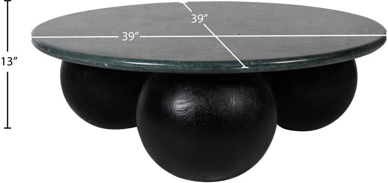 Treviso Marble Top And Mango Wood Base Coffee Table in Green - 99092Green-CT
