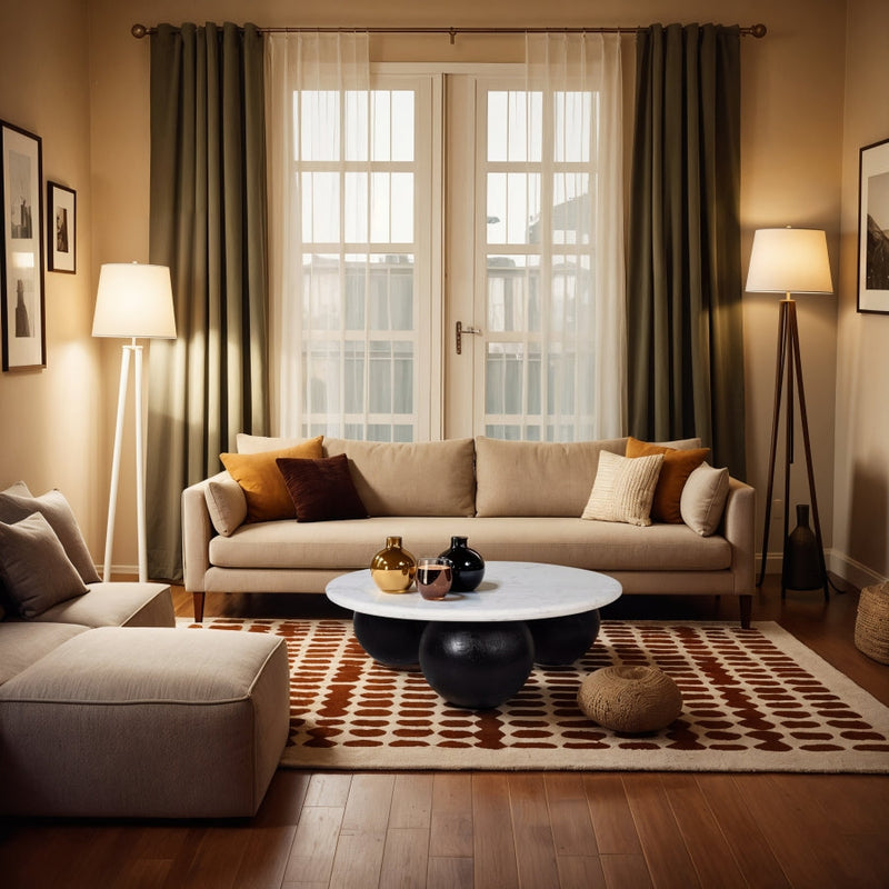 Treviso Marble Top And Mango Wood Base Coffee Table in White - 99092White-CT