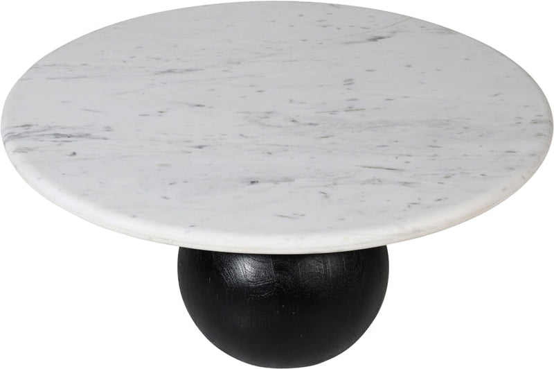 Treviso Marble Top And Mango Wood Base Coffee Table in White - 99092White-CT