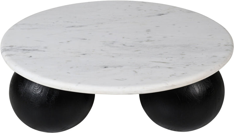 Treviso Marble Top And Mango Wood Base Coffee Table in White - 99092White-CT