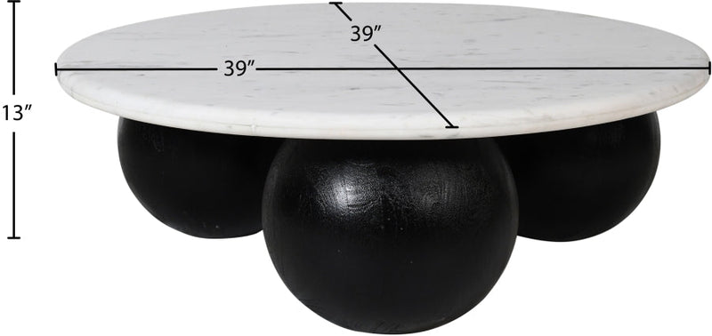 Treviso Marble Top And Mango Wood Base Coffee Table in White - 99092White-CT