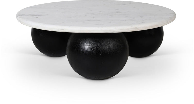 Treviso Marble Top And Mango Wood Base Coffee Table in White - 99092White-CT