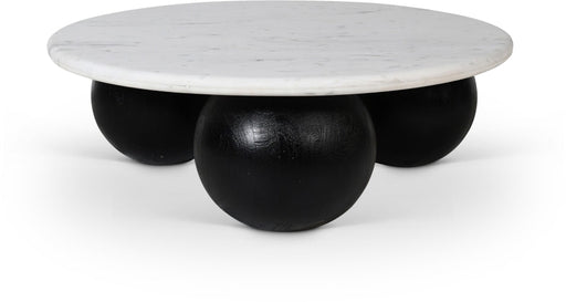 Treviso Marble Top And Mango Wood Base Coffee Table in White - 99092White-CT