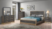 Trevor Brown/Gold King Panel Bed - Gate FurnitureKing Bed