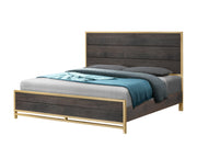Trevor Brown/Gold King Panel Bed - Gate FurnitureKing Bed