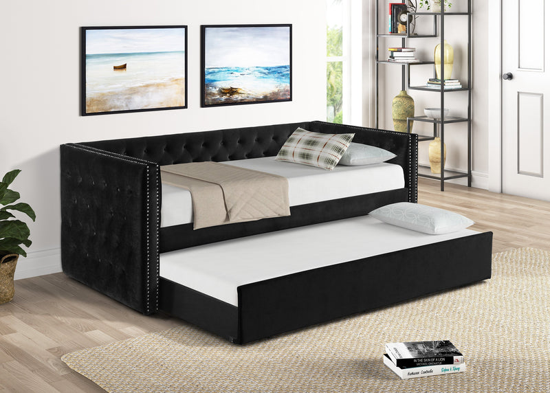 Trina Black Velvet Twin Daybed - Gate FurnitureDaybed