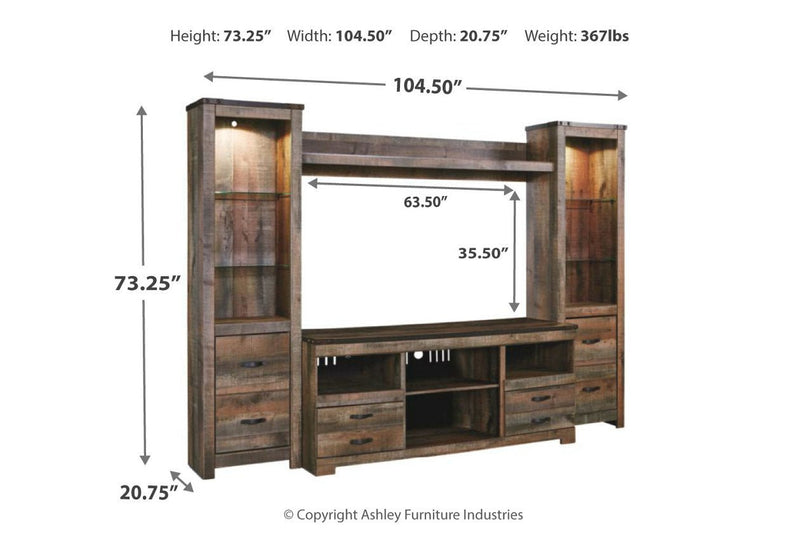 Trinell Brown 4 - Piece Entertainment Center - Gate FurnitureEntertainment Center
