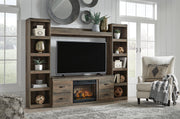 Trinell Brown 4-Piece Entertainment Center with Electric Fireplace - EW0446W9