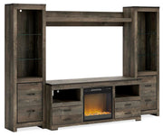 Trinell Brown 4-Piece Entertainment Center with Electric Fireplace - W446W10