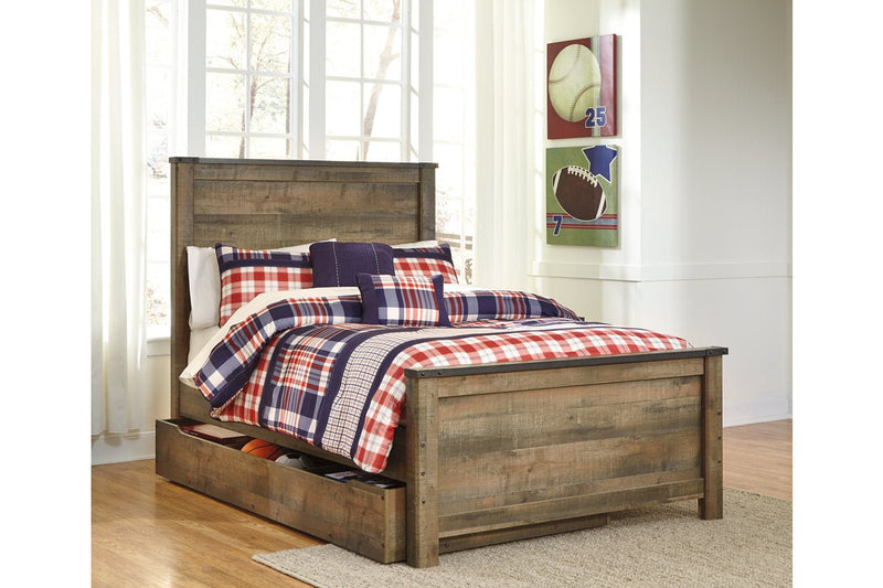 Trinell Brown Full Panel Bed with 1 Large Storage Drawer - Gate FurnitureFull Bed